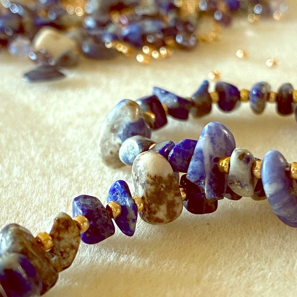 🌊🌻Natural Sodalite Stone Choker▫️🔷 - Picture 1 of 7